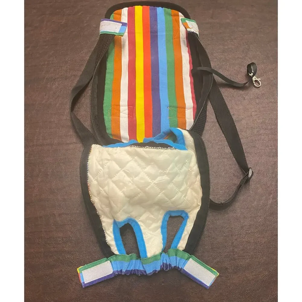 Rainbow Stripe Dog Carrier Backpack Front Pack Pet Carrier Medium 9-15 lb